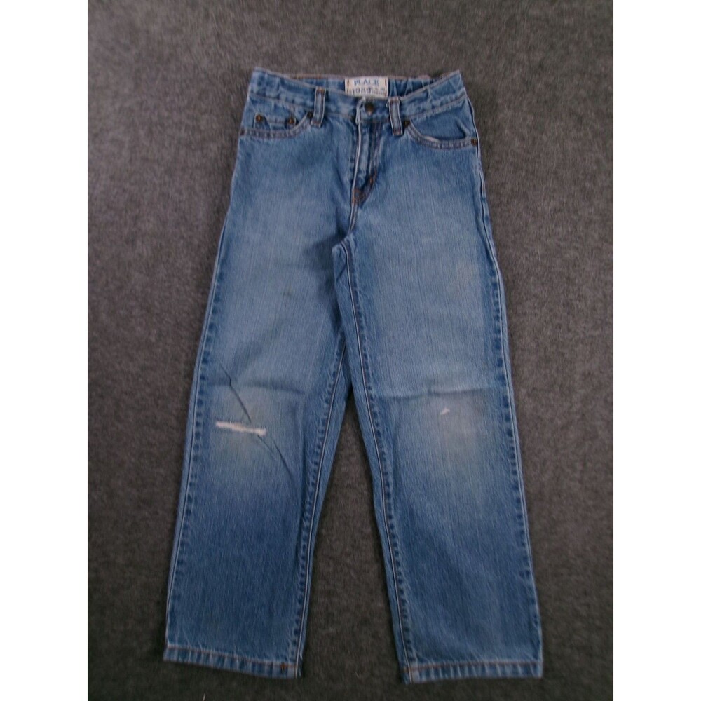 Childrens Place Jeans Kids 7 Blue Classic Fit Straight Leg Light Wash Distressed